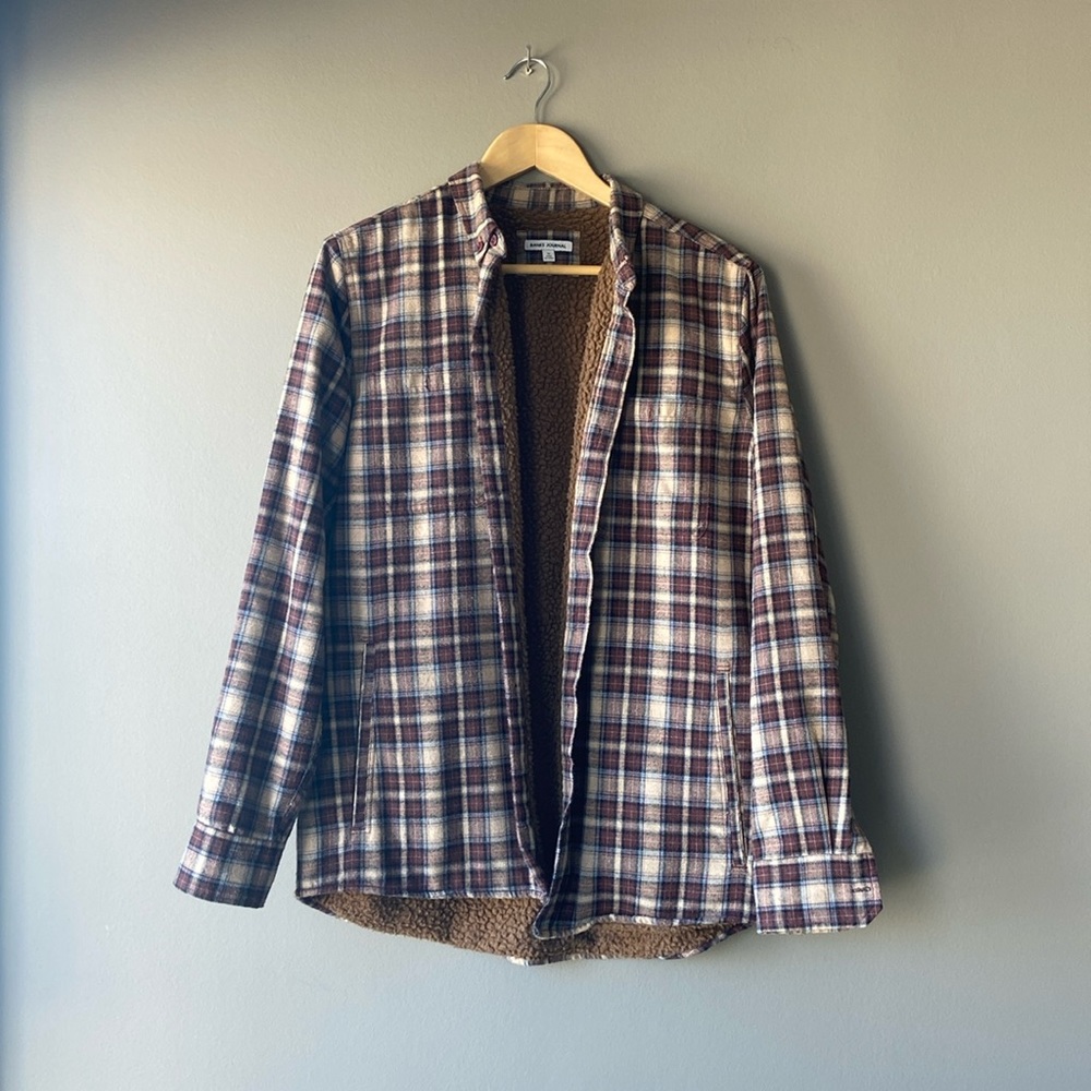 Banks Journal Brown Plaid Sherpa Lined Shacket